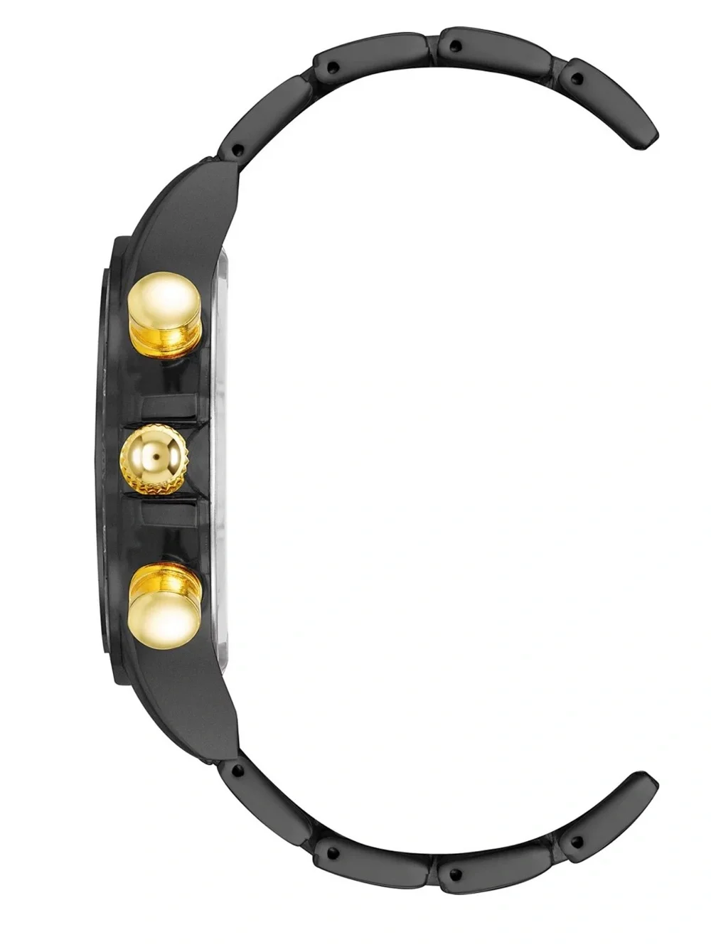 Steve Madden Iconic Champagne and Black Alloy Metal Watch, 45mm